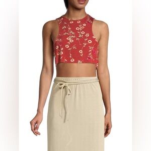 DANIELLE BERNSTEIN Floral Cropped Tank Top